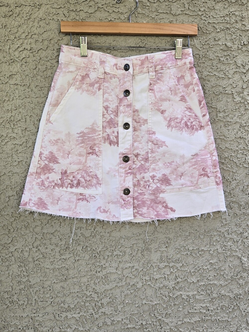 Ted Baker Pink Toile Button-Front Mini Skirt